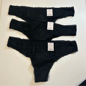 205.  Auden set of 2 Black Lace Thong Panties NWT size xl